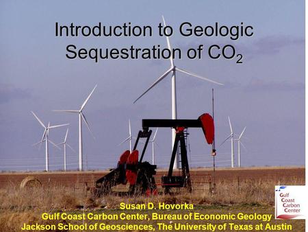 Introduction to Geologic Sequestration of CO 2 Susan D. Hovorka Gulf Coast Carbon Center, Bureau of Economic Geology Jackson School of Geosciences, The.