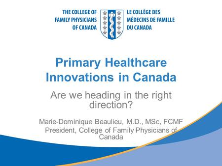Primary Healthcare Innovations in Canada