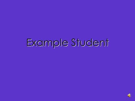 Example Student Main Topics… Who am I? Where am I going? What have I done and learned? How am I going to get there?