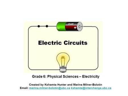 Grade 6: Physical Sciences – Electricity