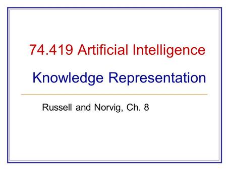 Artificial Intelligence Knowledge Representation