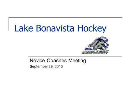 Lake Bonavista Hockey Novice Coaches Meeting September 29, 2013.