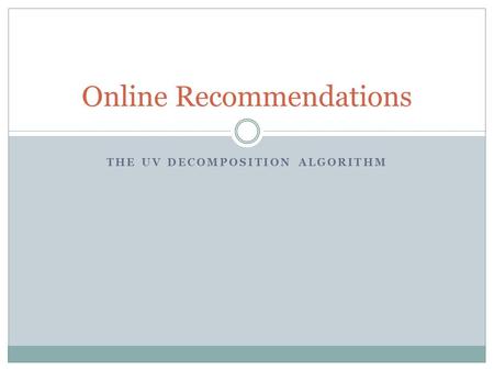 Online Recommendations