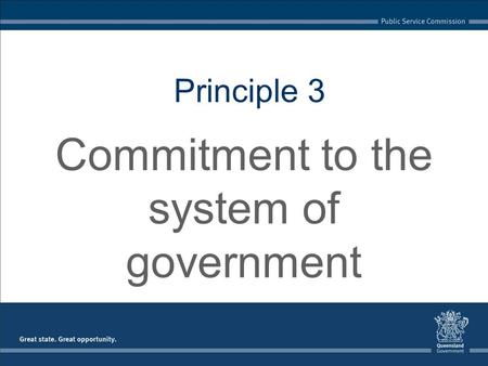 Principle 3 Commitment to the system of government.
