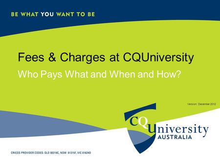 Fees & Charges at CQUniversity