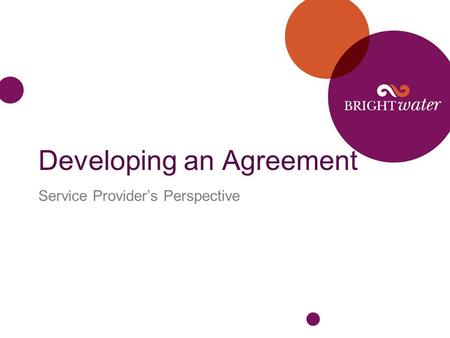 Developing an Agreement Service Provider’s Perspective.