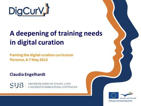 A deepening of training needs in digital curation Claudia Engelhardt Framing the digital curation curriculum Florence, 6-7 May 2013.