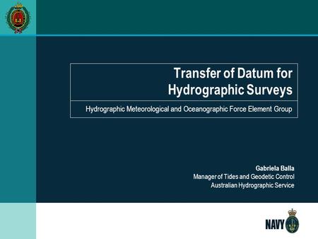 Transfer of Datum for Hydrographic Surveys