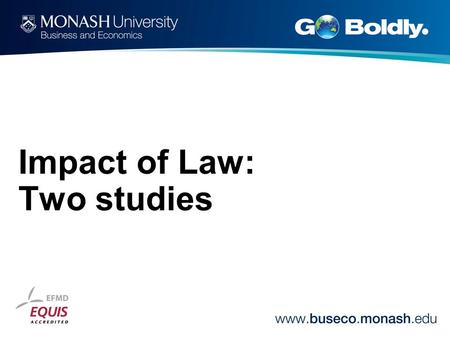 Impact of Law: Two studies. Studies in Law and Society Editors: Professor Chris Arup, Professor Martin Chanock, Professor Sally Engle Merry, Professor.