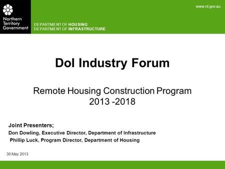 DoI Industry Forum Remote Housing Construction Program