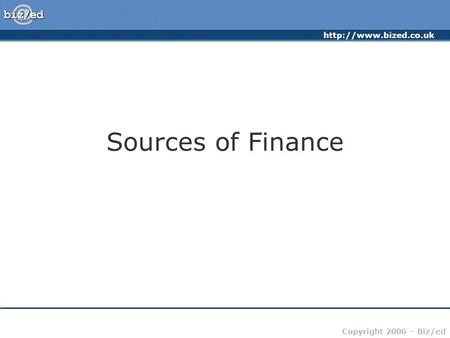 Sources of Finance.