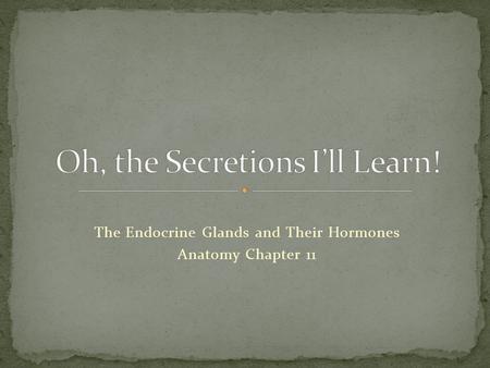 Oh, the Secretions I’ll Learn!