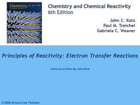 Principles of Reactivity: Electron Transfer Reactions