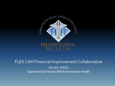 FLEX CAH Financial Improvement Collaborative 12-11-2012 Sponsored by Florida ORH & Hometown Health.