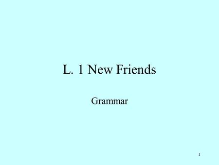L. 1 New Friends Grammar.