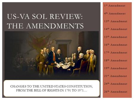 US-VA SOL Review: The Amendments