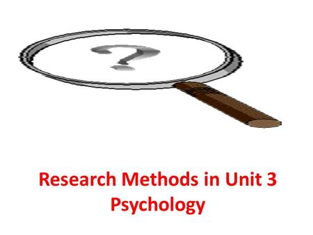 Research Methods in Unit 3 Psychology