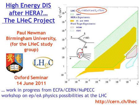 High Energy DIS after HERA?… The LHeC Project Paul Newman Birmingham University, (for the LHeC study group) Oxford Seminar 14 June 2011