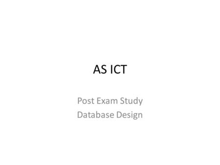 Post Exam Study Database Design