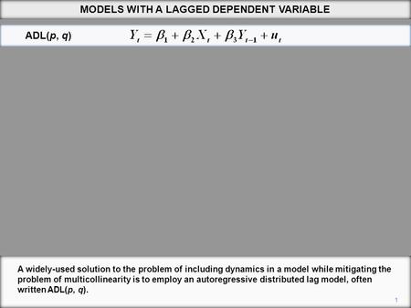 MODELS WITH A LAGGED DEPENDENT VARIABLE