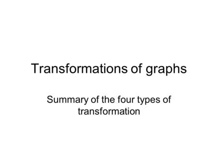 Transformations of graphs