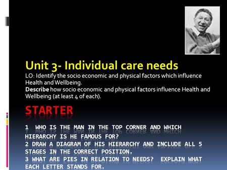 Unit 3- Individual care needs