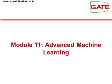 University of Sheffield NLP Module 11: Advanced Machine Learning.