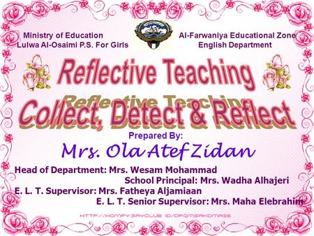 Prepared By: Mrs. Ola Atef Zidan Ministry of Education Al-Farwaniya Educational Zone Lulwa Al-Osaimi P.S. For Girls English Department Head of Department: