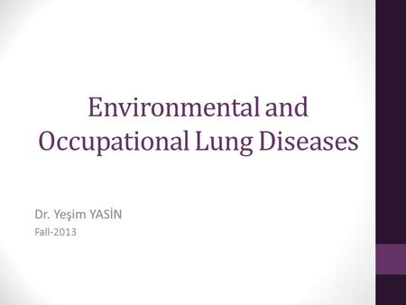 Environmental and Occupational Lung Diseases Dr. Yeşim YASİN Fall-2013.