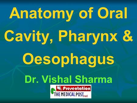 Anatomy of Oral Cavity, Pharynx & Oesophagus
