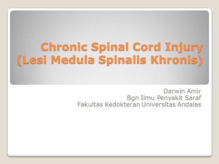 Chronic Spinal Cord Injury (Lesi Medula Spinalis Khronis)