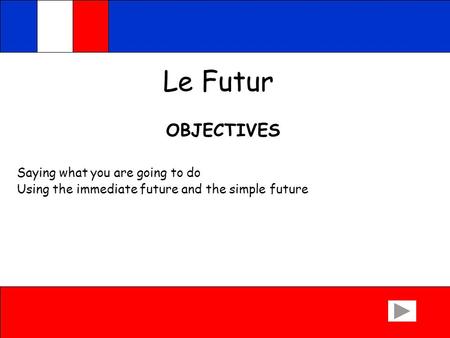 Le Futur OBJECTIVES Saying what you are going to do Using the immediate future and the simple future.