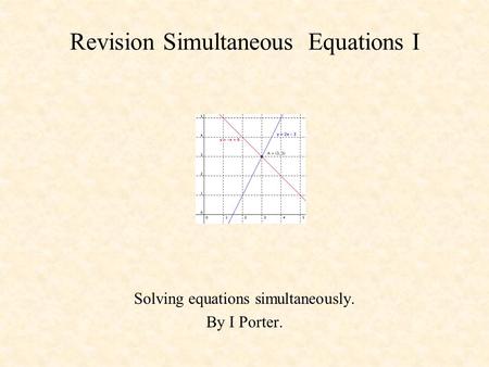 Revision Simultaneous Equations I