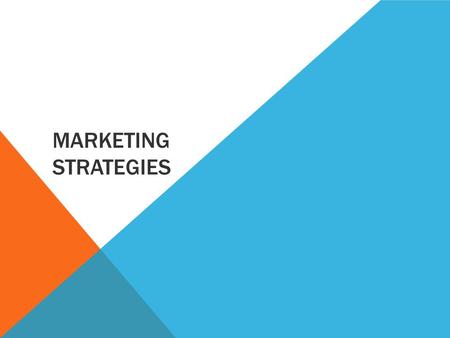 MARKETING STRATEGIES. LEARNING INTENTIONS Students will be able to:  Describe the ‘Product’ stage of the ‘4 Ps’ of marketing and evaluate current products.