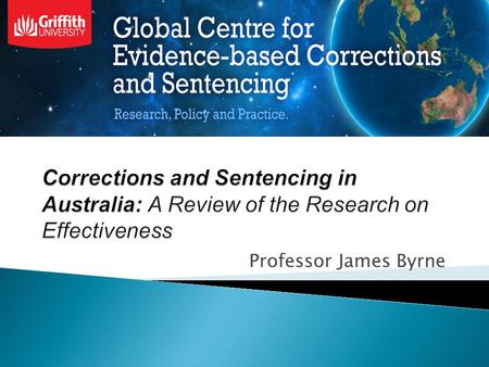 Professor James Byrne.  (1) High Quality Corrections and Sentencing Research Agenda- the Centre will develop research projects focusing on evaluating.