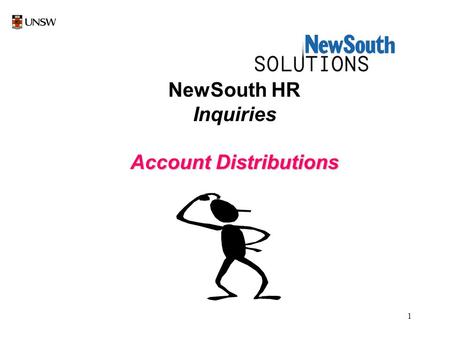 1 NewSouth HR Inquiries Account Distributions. 2 Select New South HR by a left mouse click once on NewSouth HR icon.
