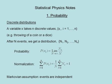 Statistical Physics Notes