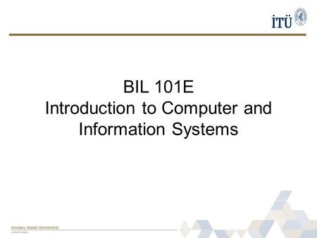 BIL 101E Introduction to Computer and Information Systems.