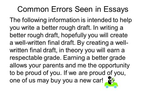 Common Errors Seen in Essays