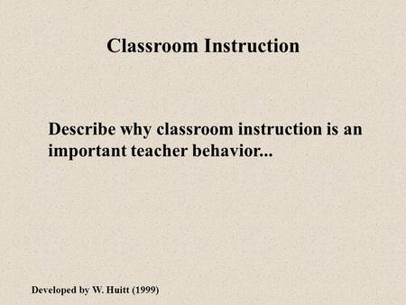 Classroom Instruction
