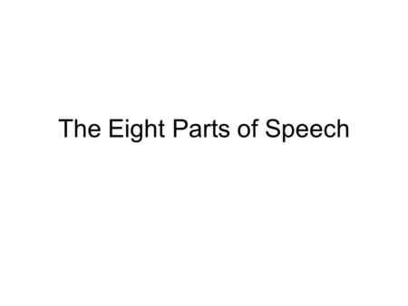 the noun as a part of speech ppt