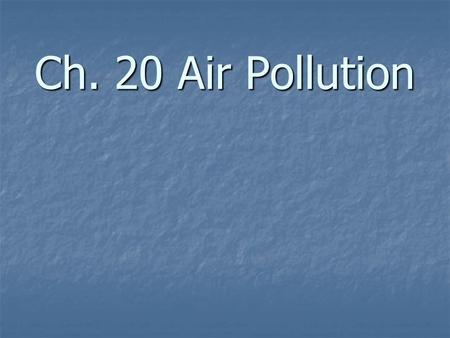 Ch. 20 Air Pollution. Earth’s Atmosphere know the difference!! Outdoor air pollution - troposphere Outdoor air pollution - troposphere Global Warming.