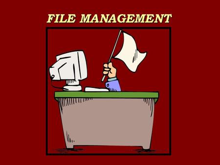 FILE MANAGEMENT. Rule 1 Set up folders PROGRAMME Word? Excel? Powerpoint? Access? Music Pix Scans Videos Webs.