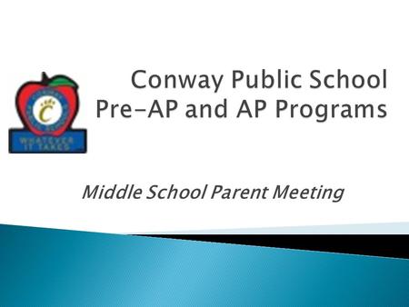 Middle School Parent Meeting.  Pre- AP AP College.