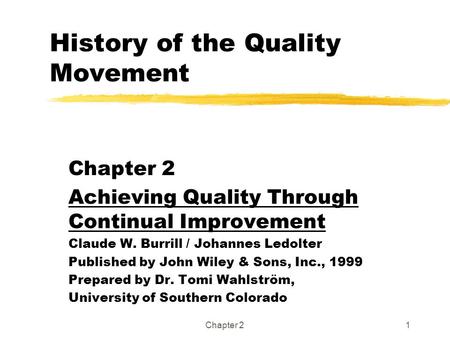 History of the Quality Movement