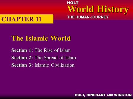 The Islamic World CHAPTER 11 Section 1: The Rise of Islam