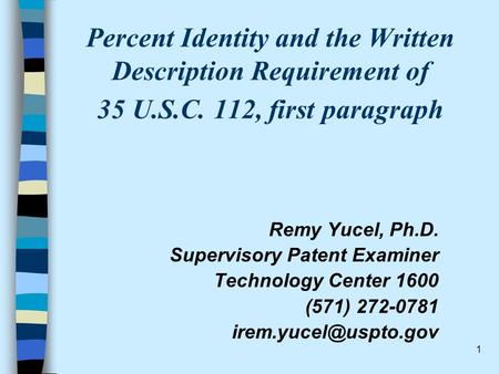 Percent Identity and the Written Description Requirement of 35 U. S. C