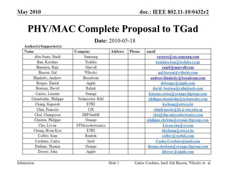 PHY/MAC Complete Proposal to TGad