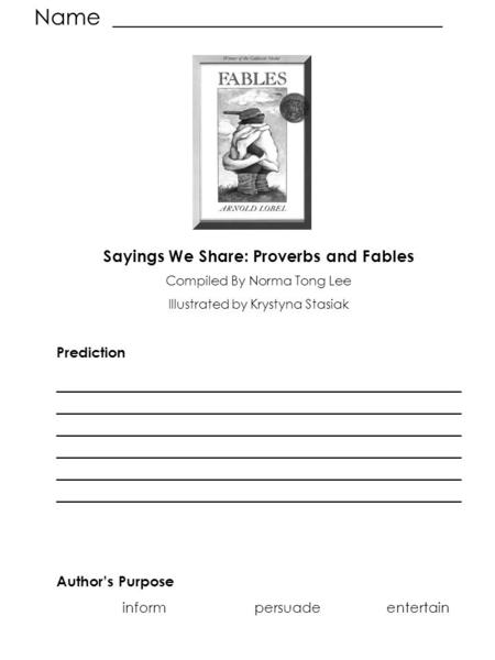 Sayings We Share: Proverbs and Fables