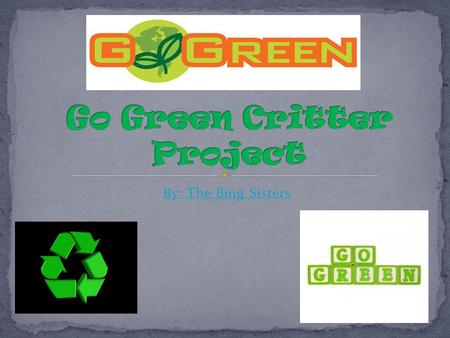 By: The Bing Sisters.  Living more energy efficient  Trying to make the Earth cleaner  Reduce, reuse and recycle.